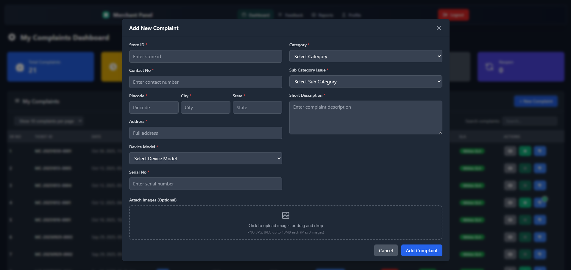 Merchant New Complaint